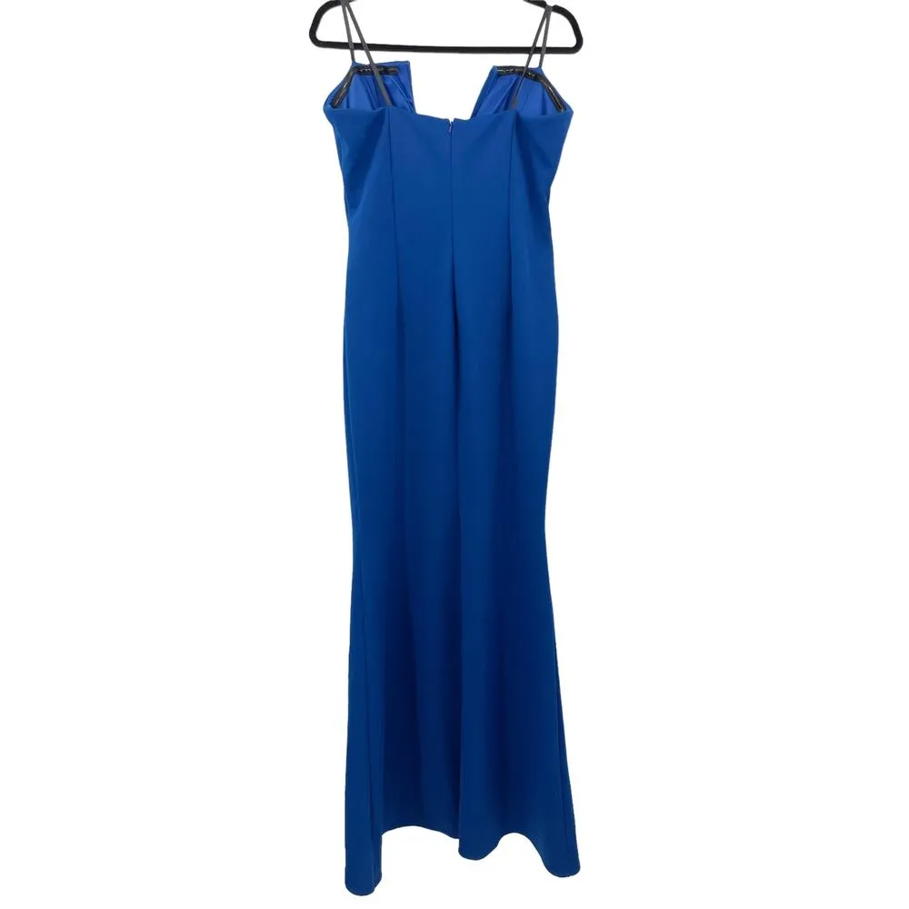 Katie May Dress Womens Large Crush Gown Ocean Blue Strapless Plunging V Neck NWT - Image 4