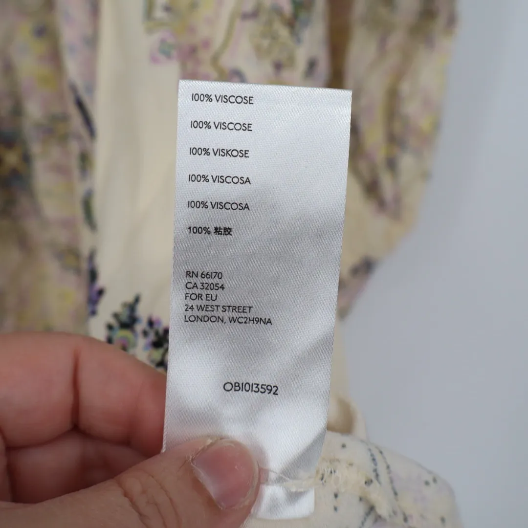 Free People Paisley Print V Neck Tunic Dress Cream Purple Yellow Size S - Image 4