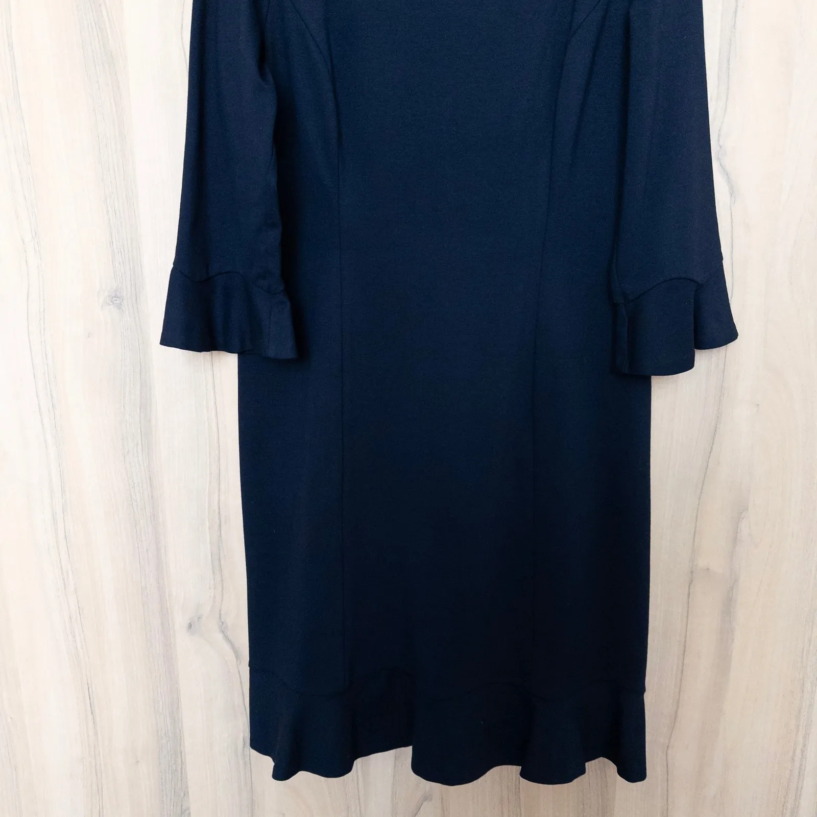 Talbots Womens Dress Size 8 Navy Blue 3/4 Sleeve Ruffle Hem Career Classic Chic - Image 3