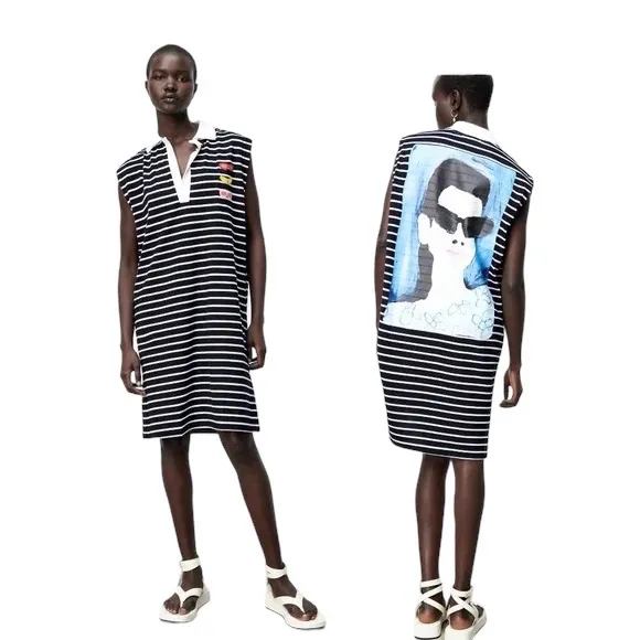 NWT ZARA NATACHA PASCHAL STRIPED DRESS POLO BLOGGERS FAV STRIPED LARGE Rugby - Image 2