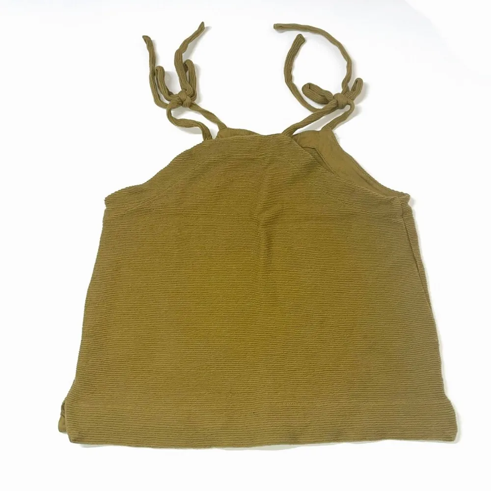 Madewell Tie Shoulder Ribbed Tank Top Spiced Olive Green Size Small - Image 7