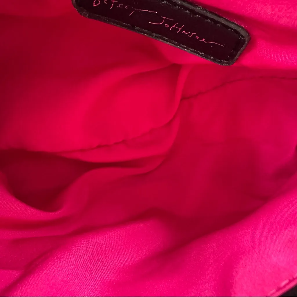 Betsey Johnson  Quilted Bag Rhinestone Lips Rainbow Stitching on Black - Image 14