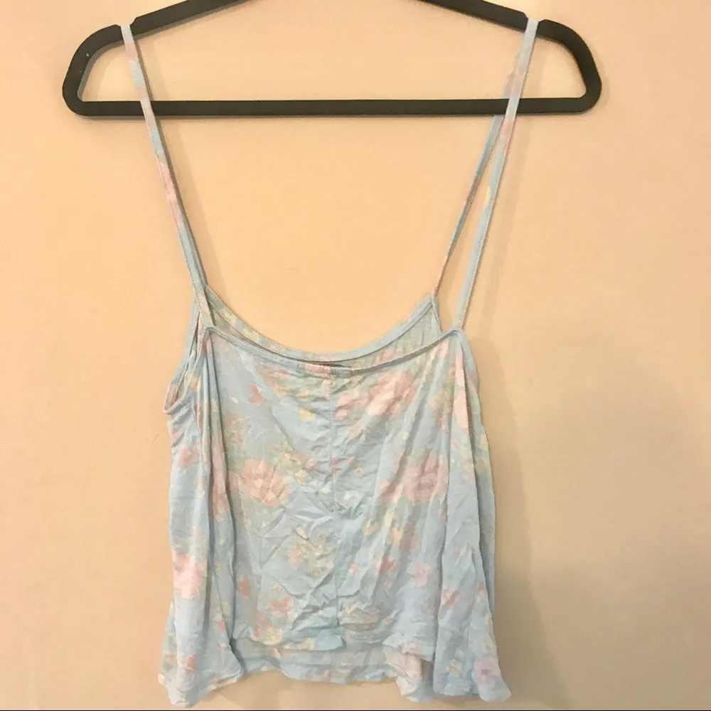 Brandy Melville Light Blue Floral Tank - Image 2