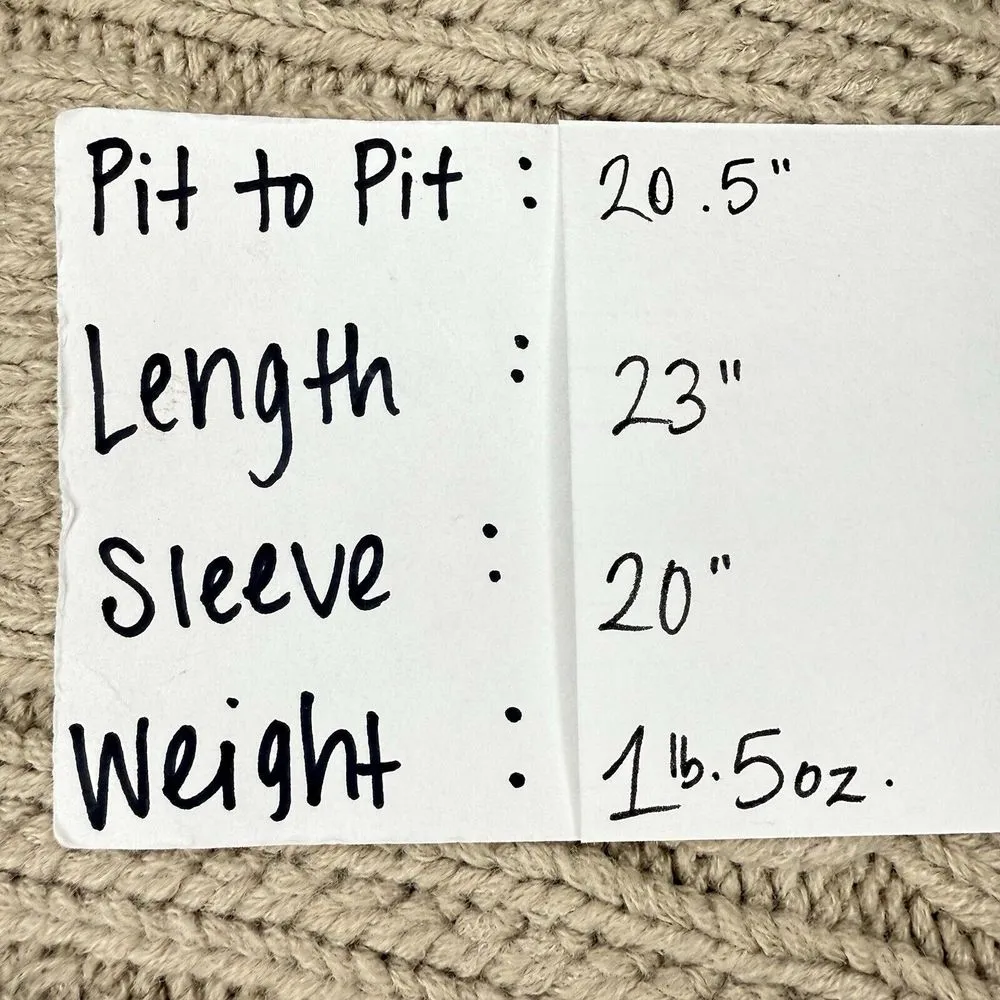 Elie Tahari Sweater M Chunky Knit Turtleneck‎ Beige Cozy Stretch Fisherman - Image 8