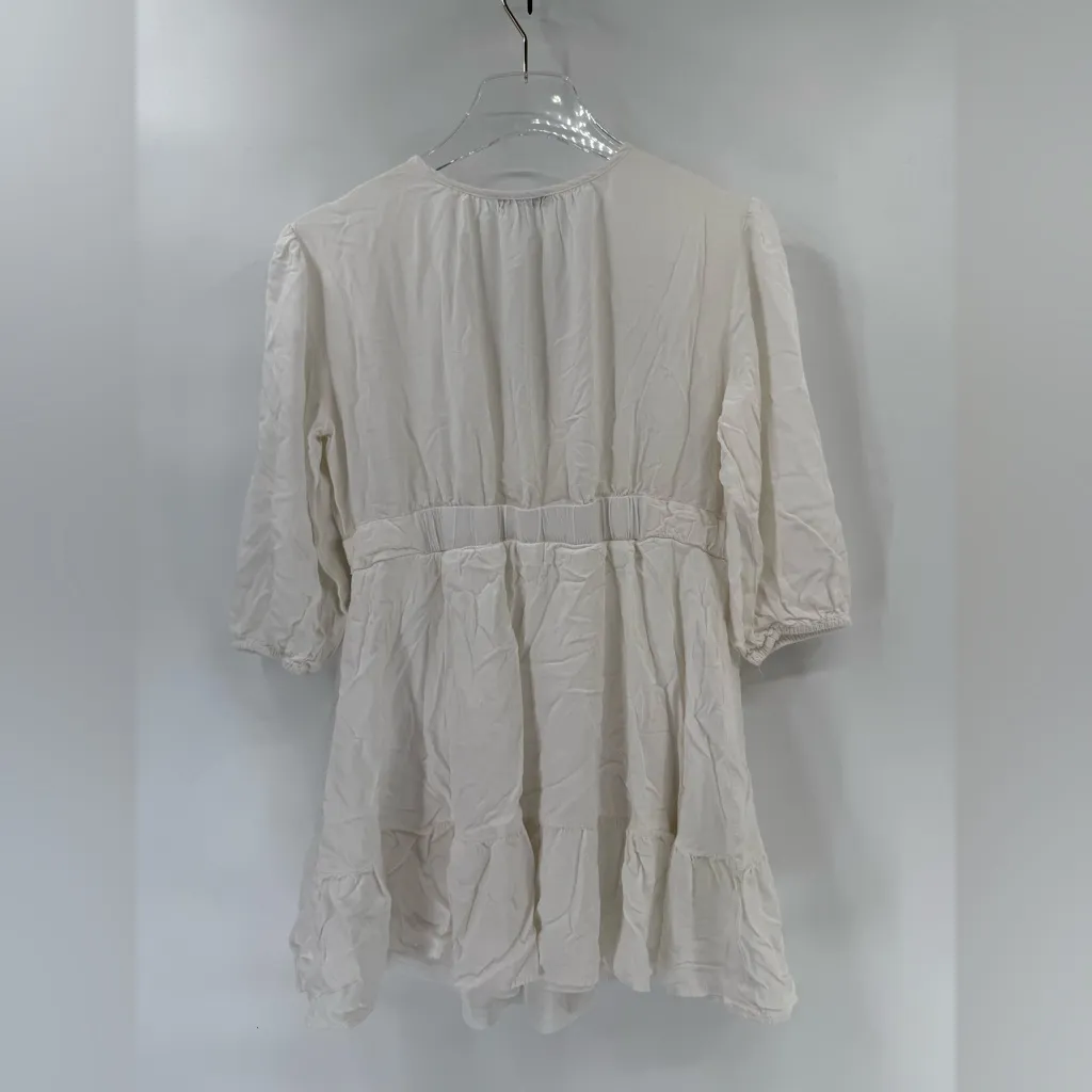 Baltic Born Amelia White Boho Pintuck & Lace Gauzy Mini Dress size small - Image 4