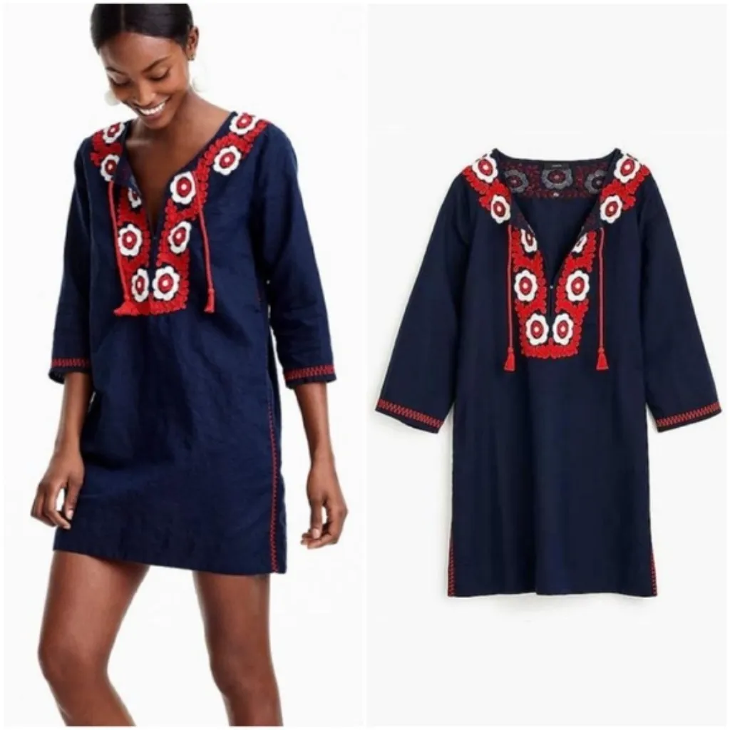 NWT J. Crew embroidered beach tunic Dress Embroidered Bohemian - Image 4