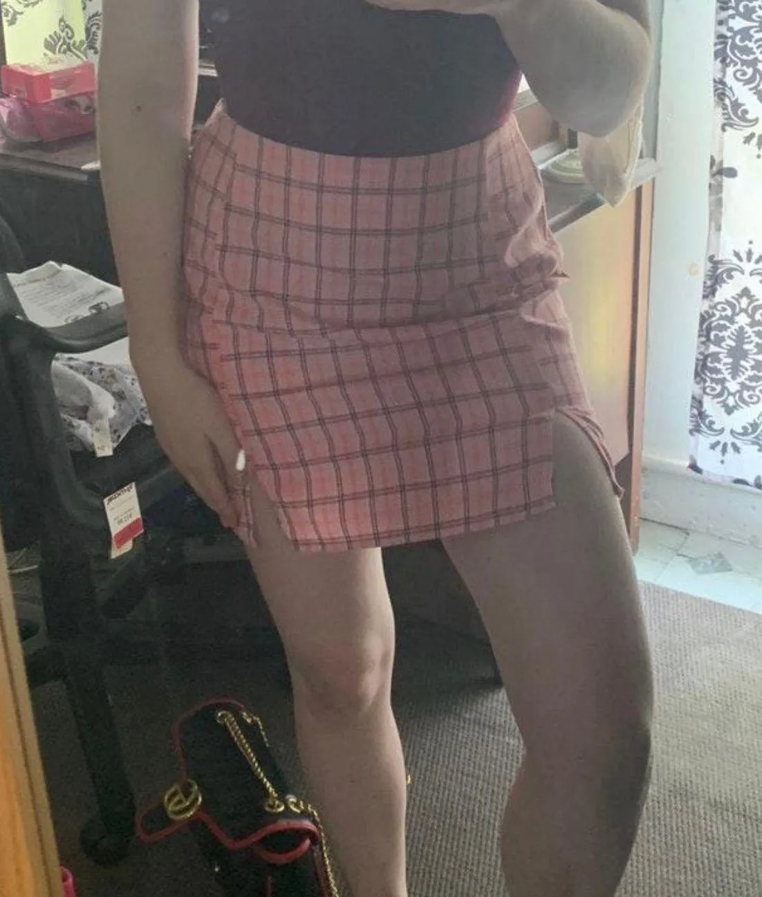 Pink Plaid Skirt - Image 3