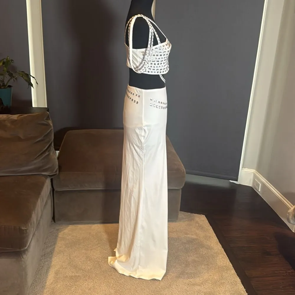 Women’s White Sparkly BodyCon 2 Piece Party Club Outfit Size M NEW *READ Size M - Image 4