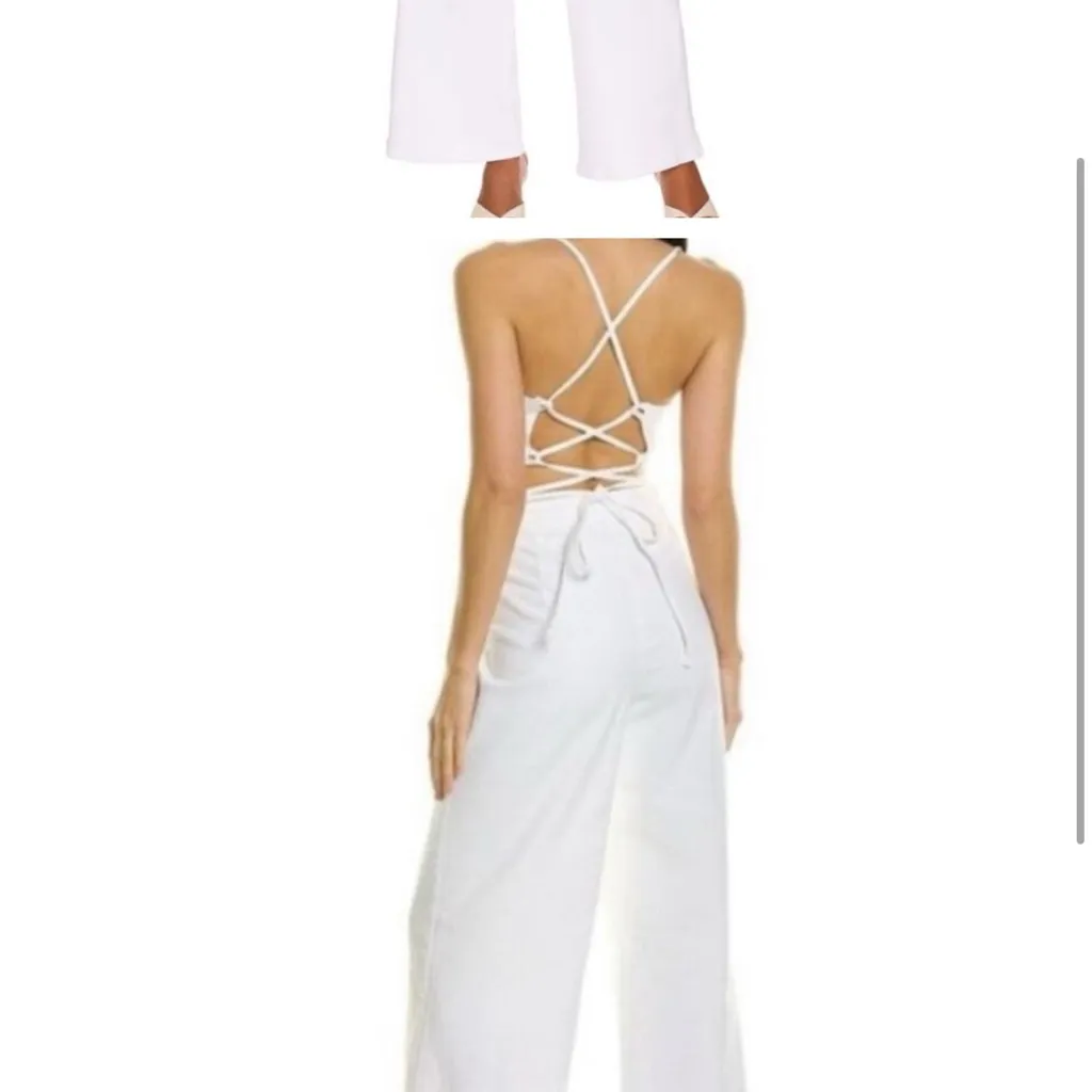 Good American White Crisscross Jumpsuit $180 NWT New Size 1 Denim Blend - Image 3