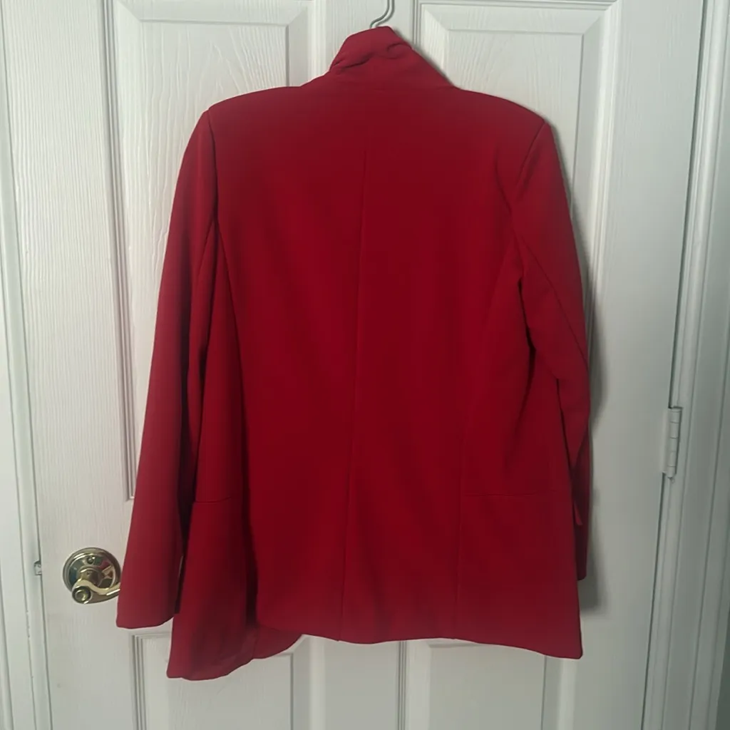 Boohoo Vibrant Red Women's Blazer drapery oversized size 4 - Image 3