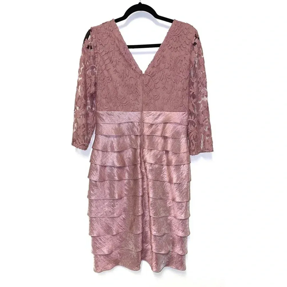 Adrianna Papell Shimmer Shutter Tuck Lace Dress - Metallic Mother of the Bride - Image 6