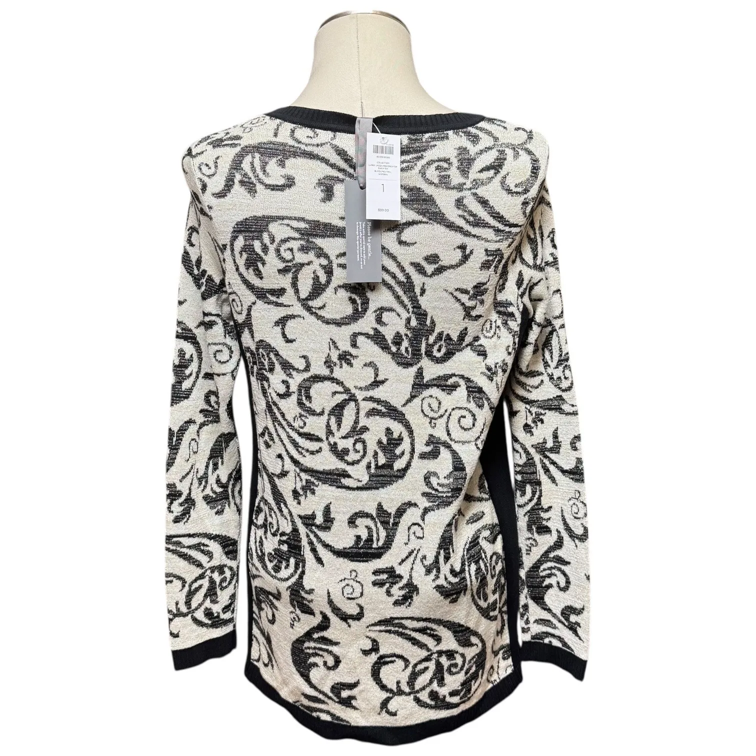 Chico's Collection Lurex Jacquard Sweater Black Neutral 1 / Medium - Image 4