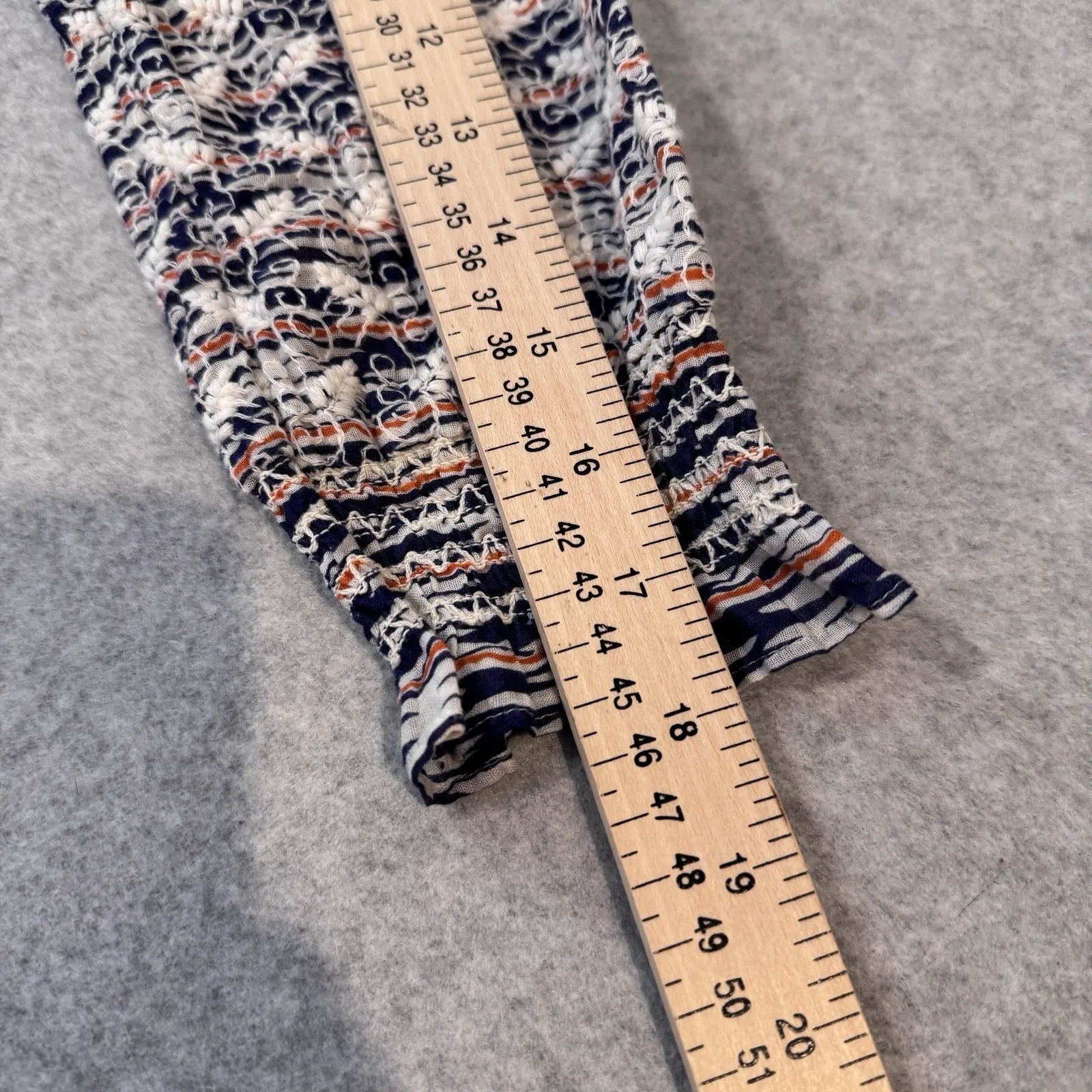 Tory Burch Nadia Peasant Top Womens 4 Blue White Orange Embroidered Tassels - Image 15