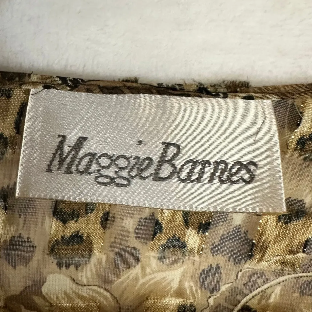Vintage Maggie Barnes Paisley Animal Print Clipdot‎ Brown Flowy Cardigan Tied - Image 6