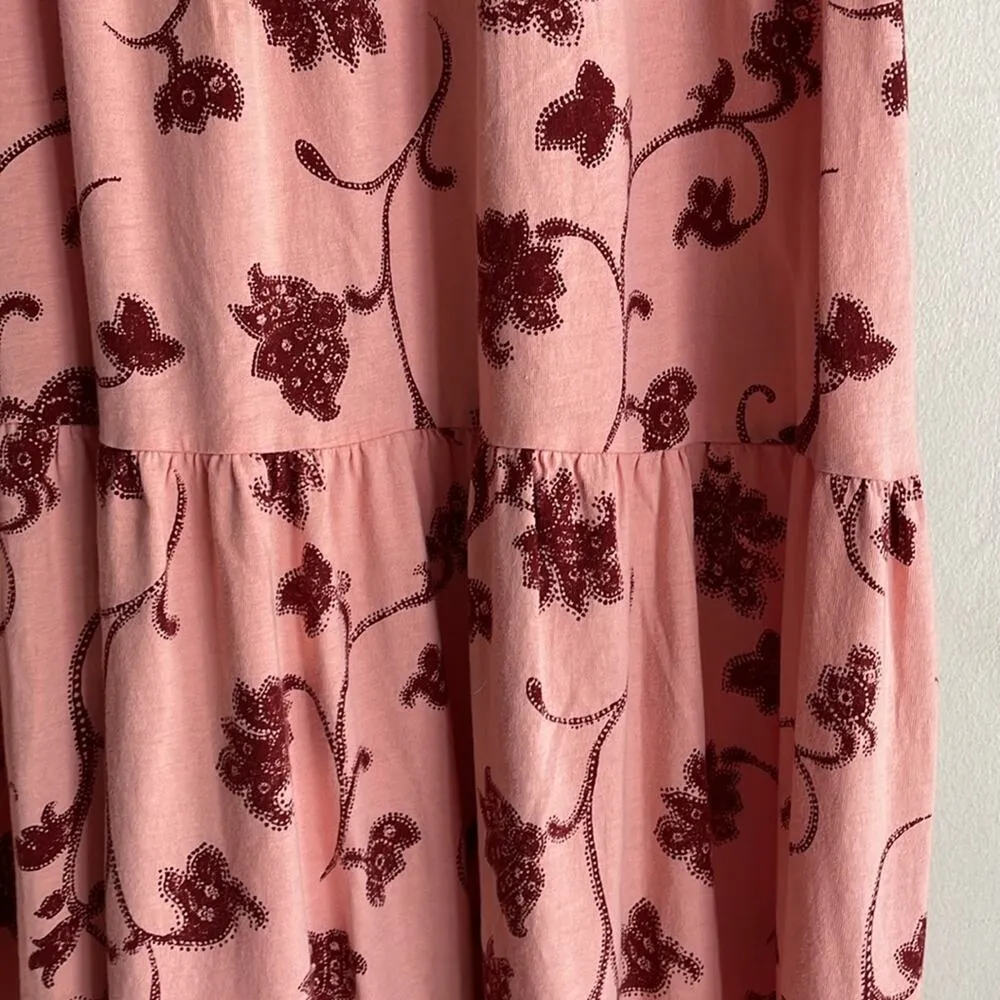 Anthropologie Daily Practice Tiered Maxi Dress Lounge Pink Floral - Image 10