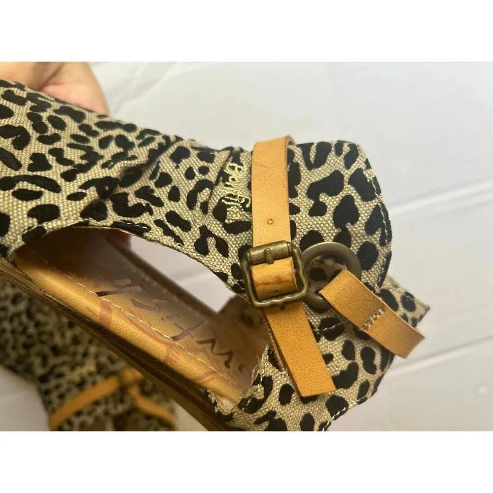 Blowfish Malibu Micro Wedge Sandals Leopard animal print size 8 open toe - Image 7