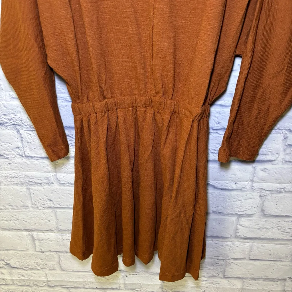 Free People Beach  Santa Maria Dress Size S/P Mini Dress Rust Brown NWT Billowy - Image 8