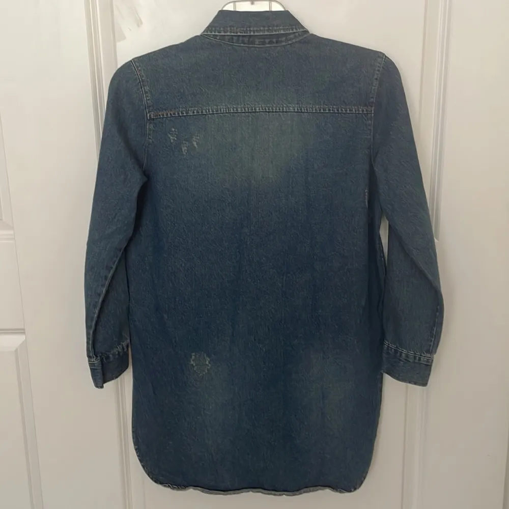 CP Denim Button Down Oversized Distressed Shirt S/M Blue Size undefined - Image 2