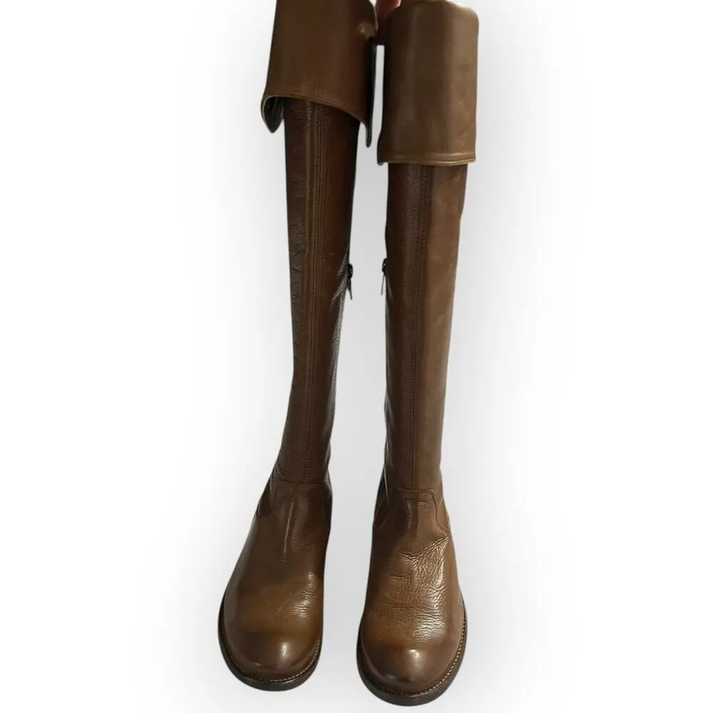 Frye Shirley Leather Riding Boots Women's Size 6B Brown Over-the-Knee Western - Image 7