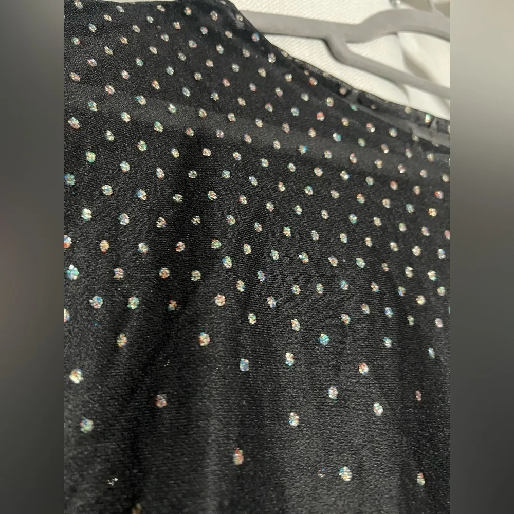 Black Sheer Ombre Glitter Dot Top Medium - Image 6