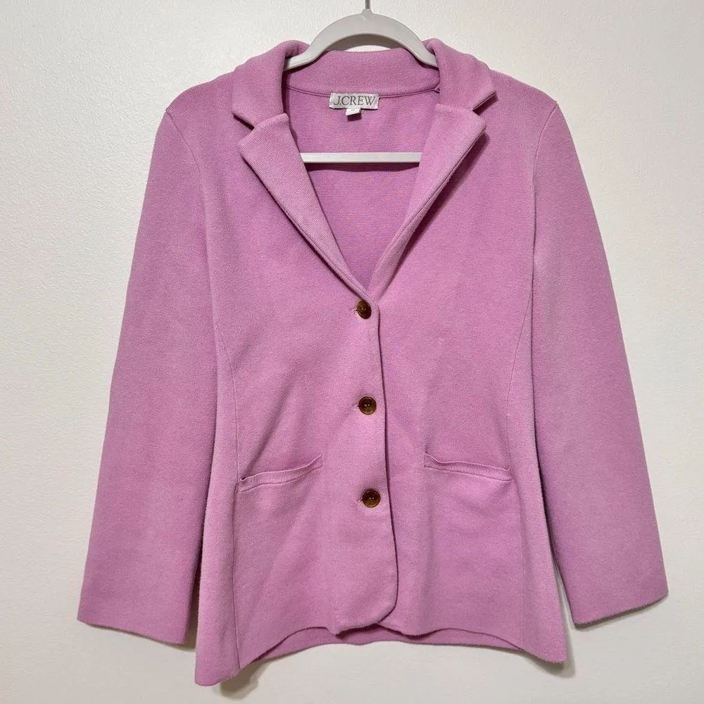 J CREW Pink Waisted Sweater Blazer Size XS Button BQ788 - Image 3