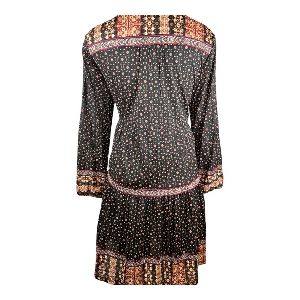 Style & Co Black Brown Boho Embroidered Beaded Floral Nylon Mesh Tiered Dress PL - Image 10