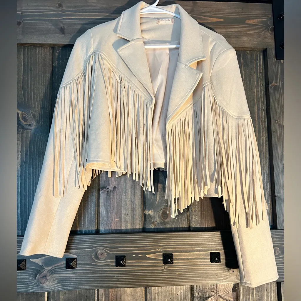 Altar'd State Cream Fringe Jacket - Image 3
