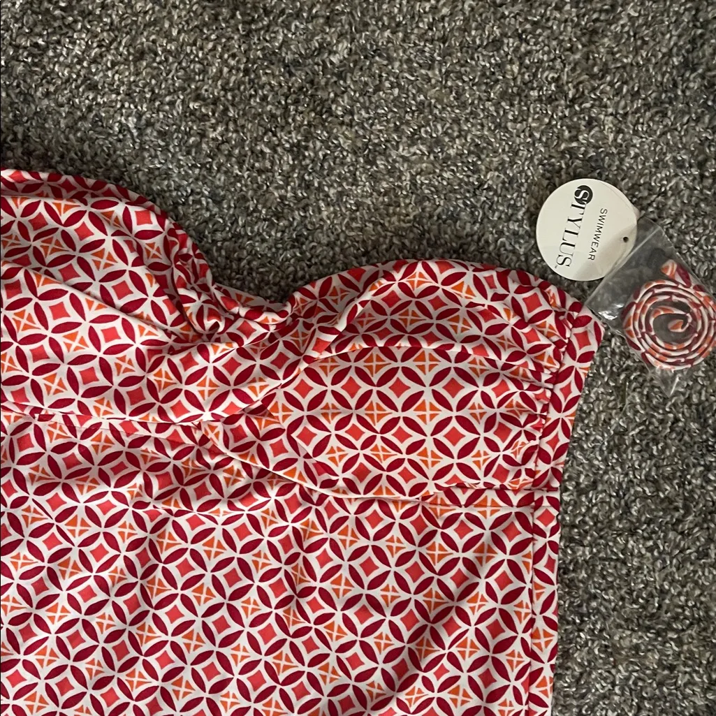 STYLUS medium NWT Red and White Geometric tankini swim
Top - Image 3