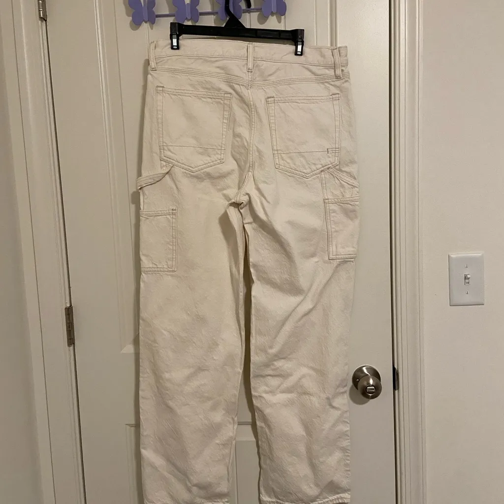 Aeropostale women’s carpenter white cream‎ loose fit relaxed jeans size 32/32 - Image 6