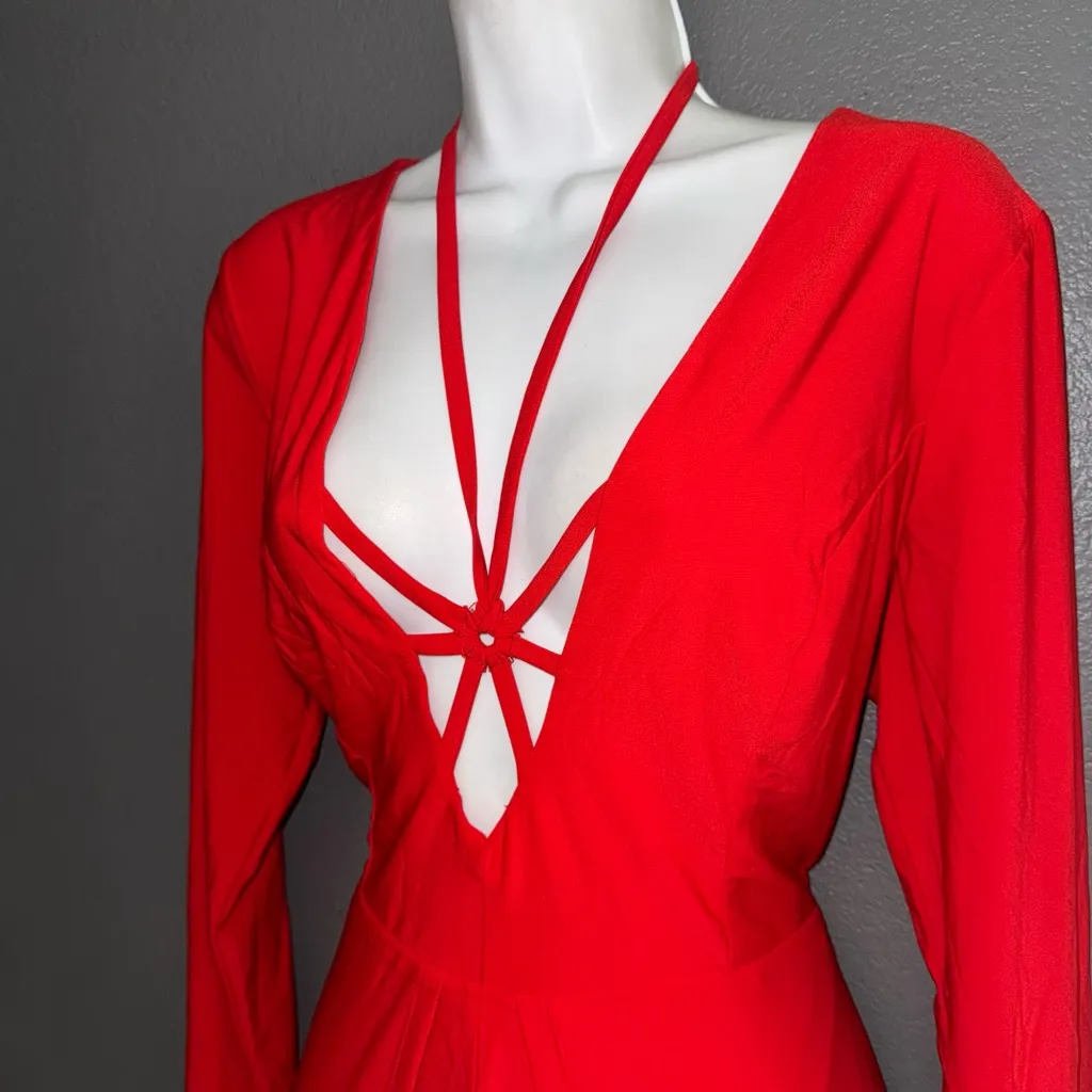 Venus Vintage Long Sleeve Maxi Dress Sexy Party Romper Womens Large - Image 7