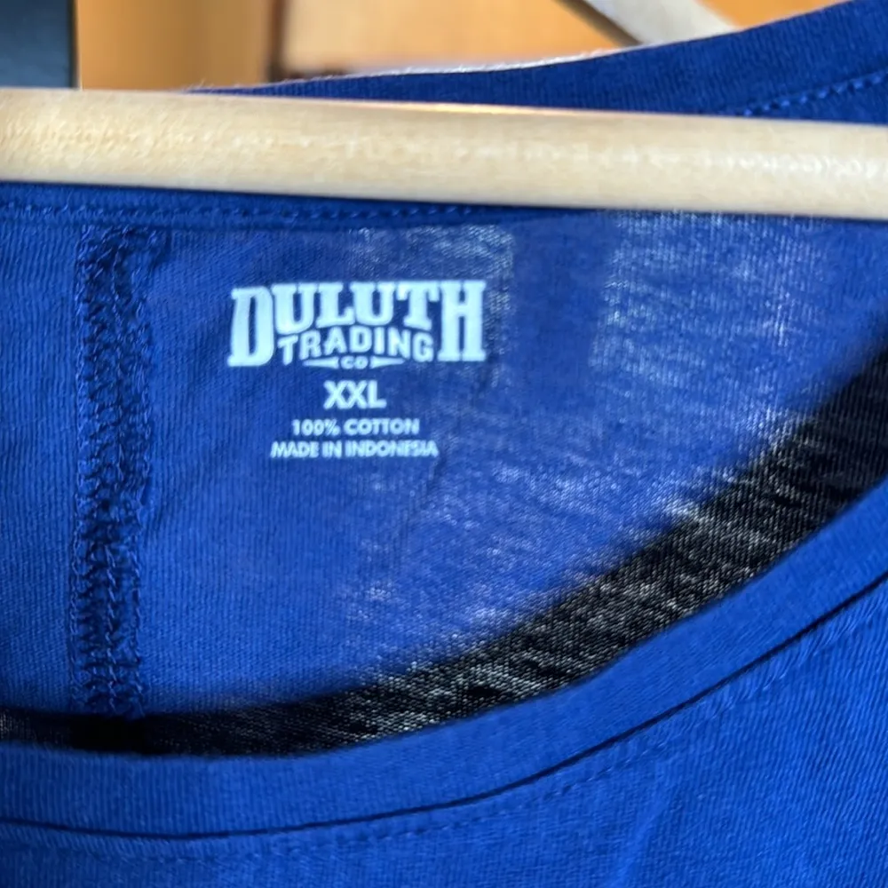 Duluth Trading Shirt Navy Blue Cotton Short Sleeve Tee Hi Lo Size XXL - Image 2