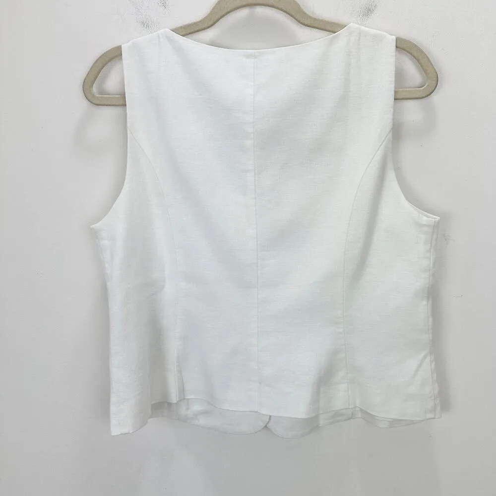 J.Crew Squareneck linen Blend Vest Suit Top Classic Minimalist White US 10 NWT - Image 8
