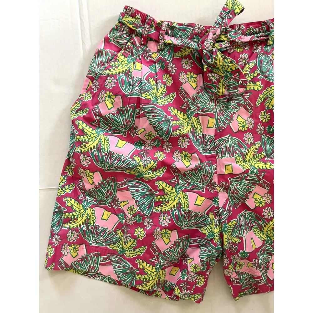 Vtg 90’s Lilly Pulitzer Multi-Color Floral Pleated Shorts High-Rise Bermuda 12 - Image 2