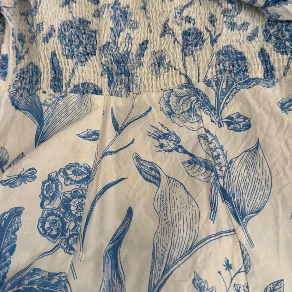 Olivia James the Label Bridget Floral Midi Dress in Toile Sky L White Size L - Image 6