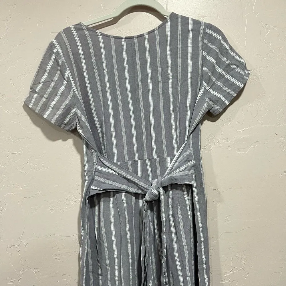 Grey Striped Jumpsuit- Medium - Image 7