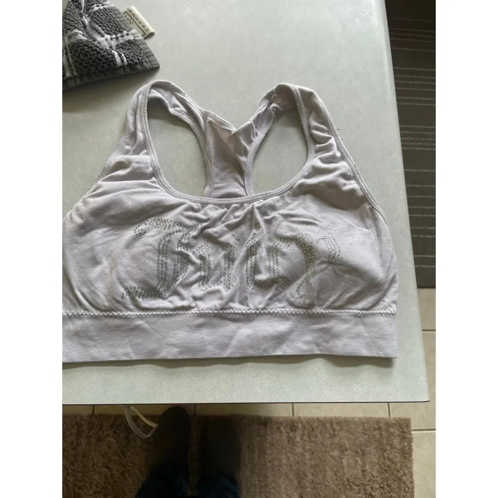 Women's Juicy Couture Light Gray Silver Sports Bra S - Image 2