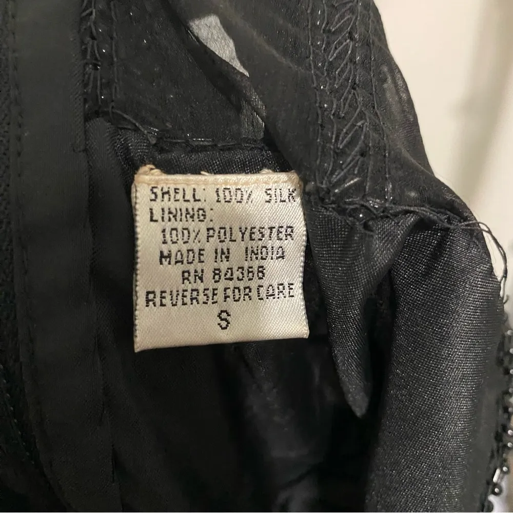 Laurence Kazar Vintage Black Silk Fully Beaded Maxi Dress size Small - Image 12