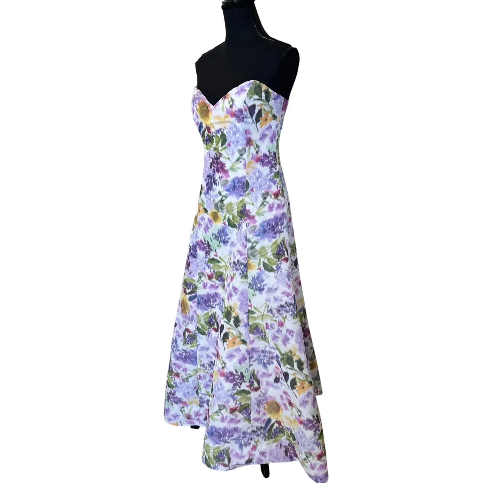 Badgley Mischka Floral HIgh Low Strapless Gown Size 10 Formal Designer $1000 - Image 9