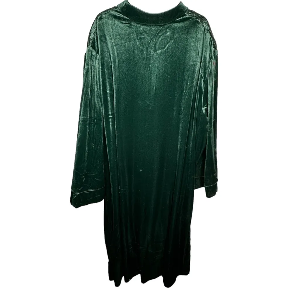 Vintage CW Classics Velvet Zip Green Robe‎ Size 4X - Image 3