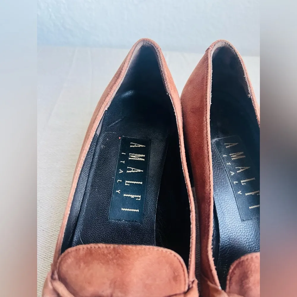 Amalfi Suede Heeled Loafers Brown Size 6 - Image 5