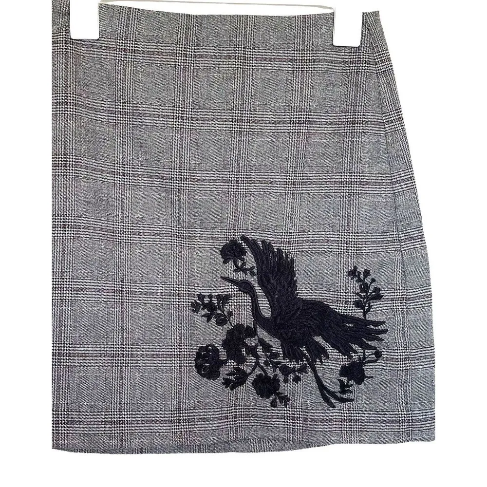 Womens Skirt Size 2 Embroidered Duck Plaid Career Office Wear Plaid Preppy - Image 6