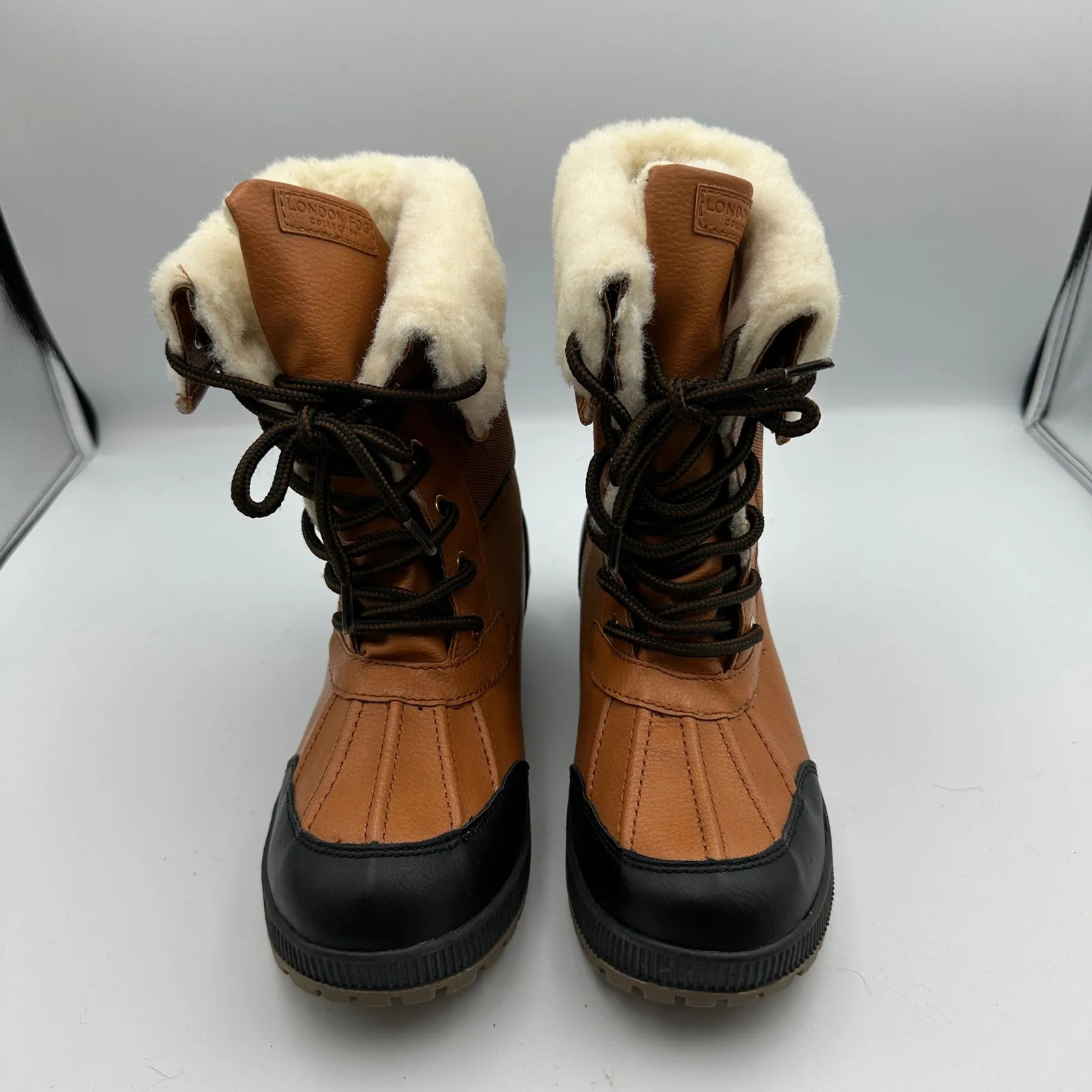 London Fog Collection‎ Mely Winter Boots Women's 6 Duck Brown Faux Fur - Image 3