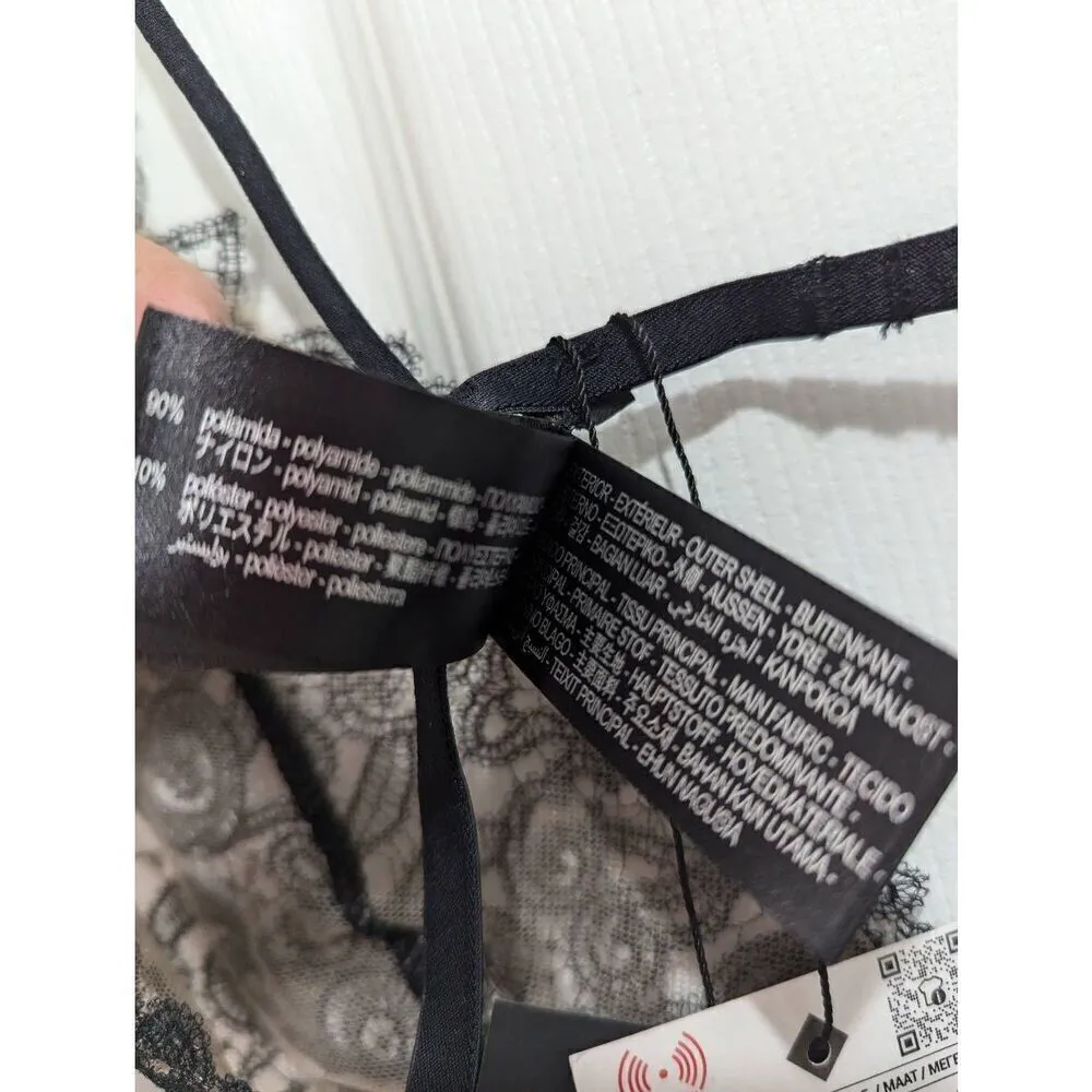 Zara lace tulle bodysuit black size Small - Image 4
