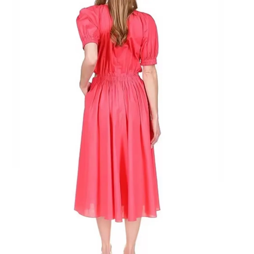 New Michael Kors A-Line Side Cutout Midi Dress geranium - Image 3