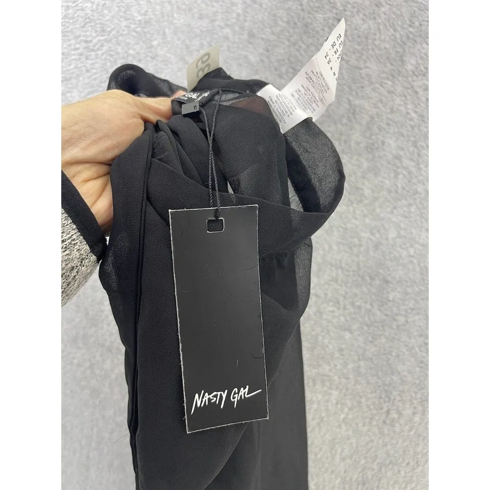 Nasty Gal Women's Wrap Beach Sarong Skirt Solid Black Mesh Long Size 4 - Image 3