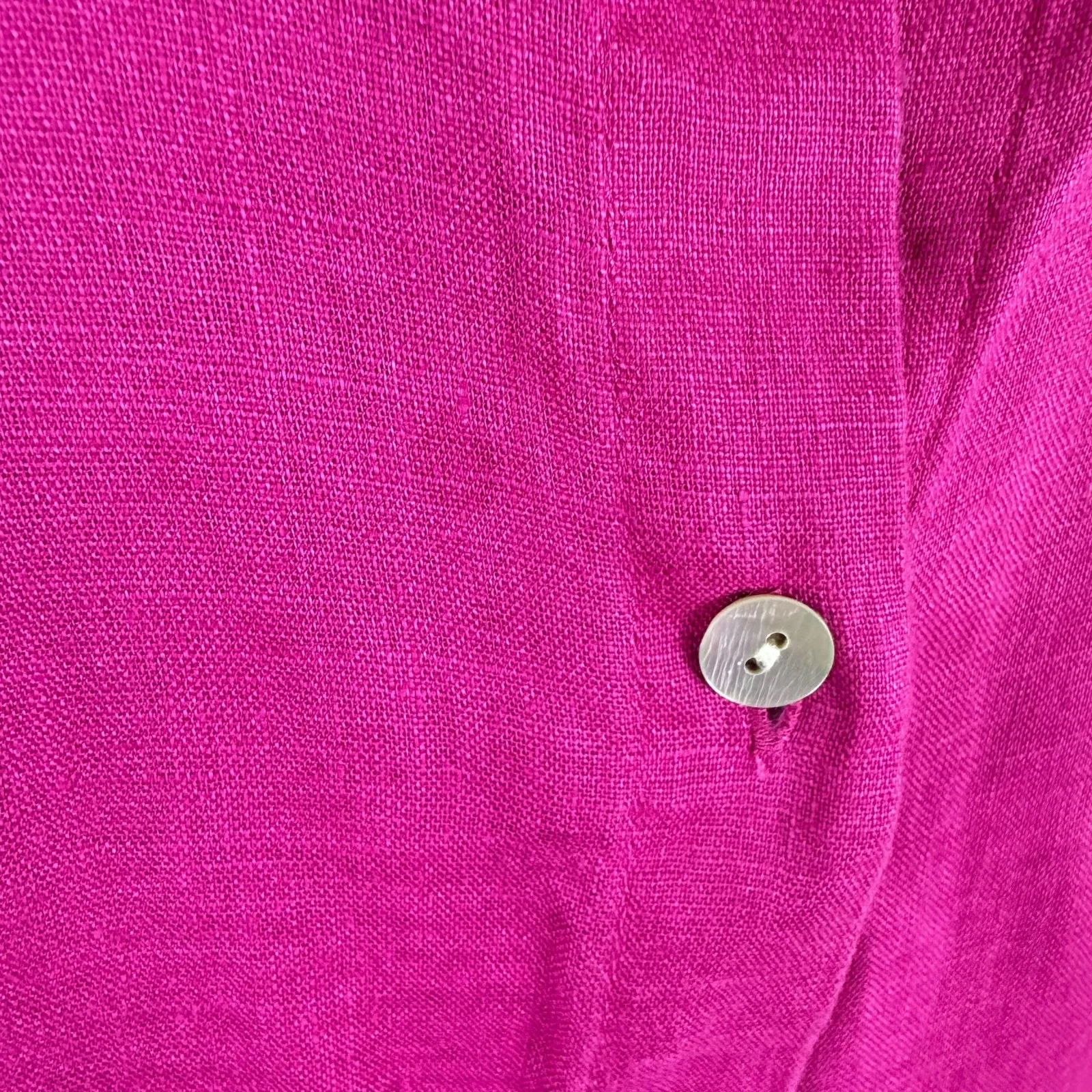 J. Jill Love Linen 100% Linen Bright Pink Long Sleeve Woven Button Up Top Sz SP - Image 3