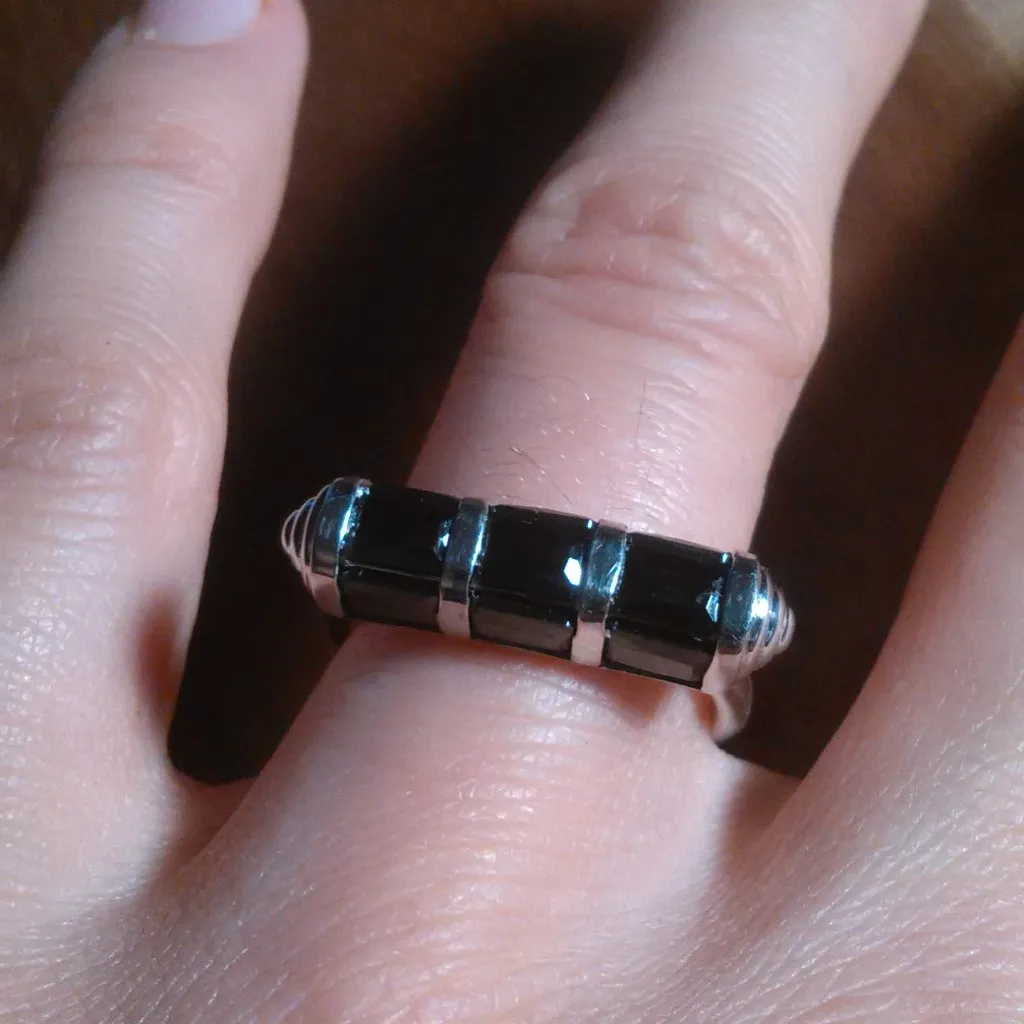 Simulated Black Diamond Fancy Brass Ring (Size 7) - Image 12