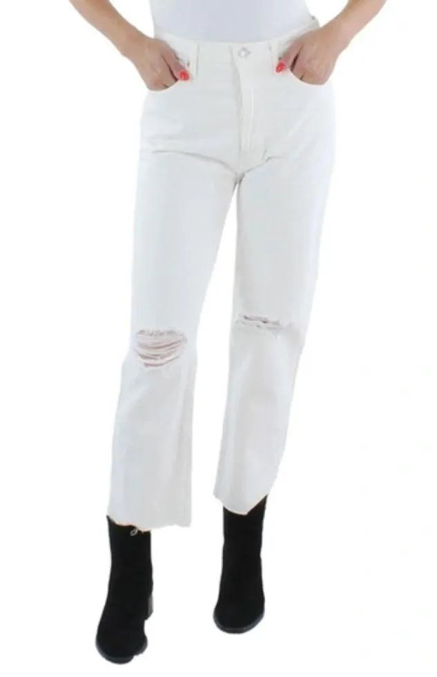 NWT RE/DONE 70s Stove Pipe White Destroyed Jeans, Size 31 New w/Tag Retail $295 - Image 10