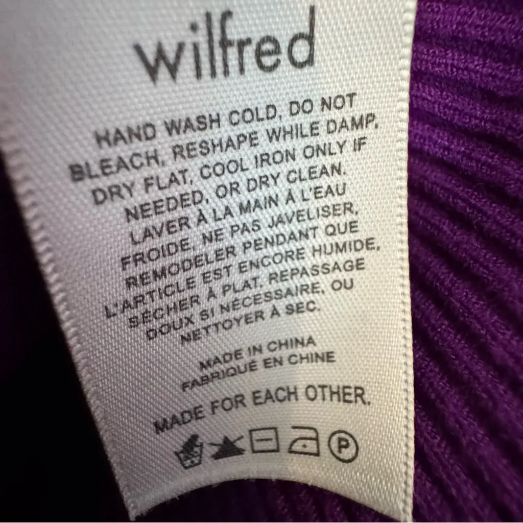 Aritzia Wilfred Free Cut Out Knit Ling Sleeve Mini Dress Bodycon Purple Size XS - Image 12