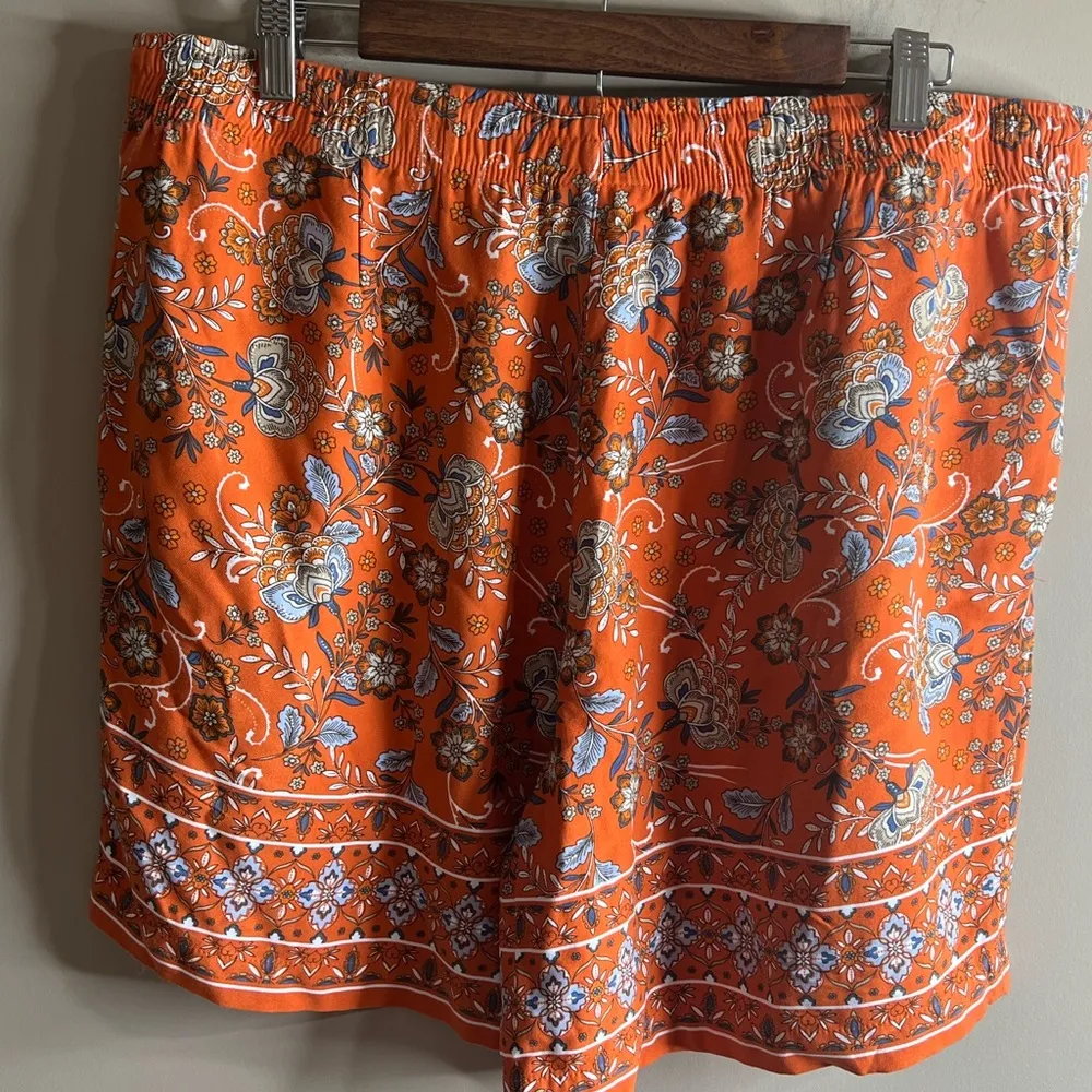 J Jill orange paisley print boho shorts size large - Image 10